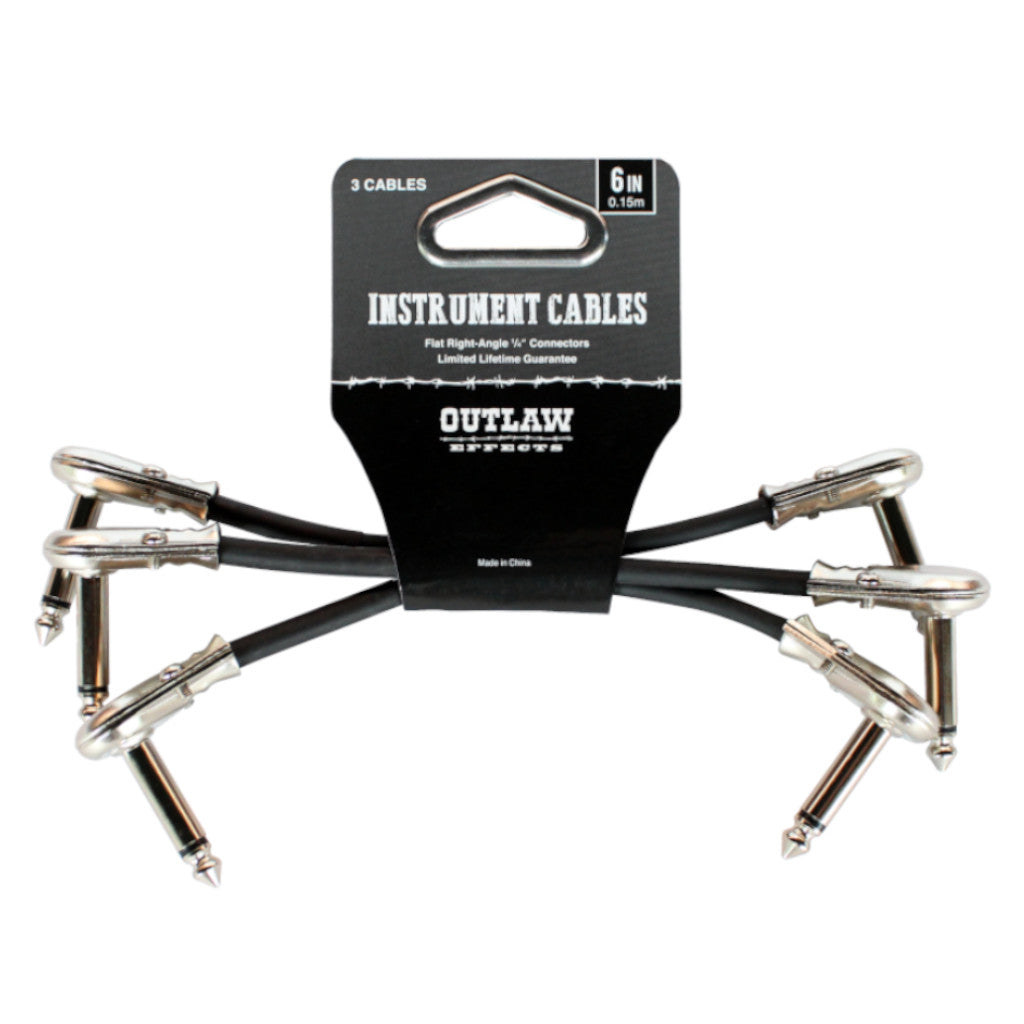 Outlaw Pedals 6" Instrument Patch Cables Right Angle 1/4" 3 Pack-ThePedalGuy