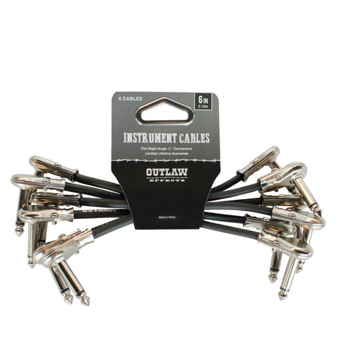 Outlaw Pedals 6" Instrument Patch Cables Right Angle 1/4" 6 Pack-ThePedalGuy