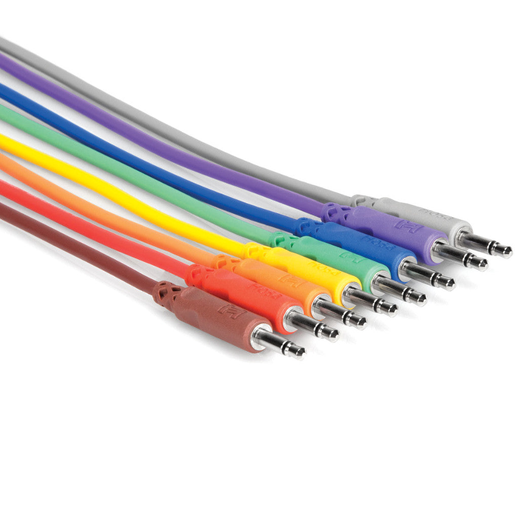 Hosa CMM-815 Unbal 3.5mm to 3.5mm 6 Inch Patch Cables (Set of 8)-ThePedalGuy