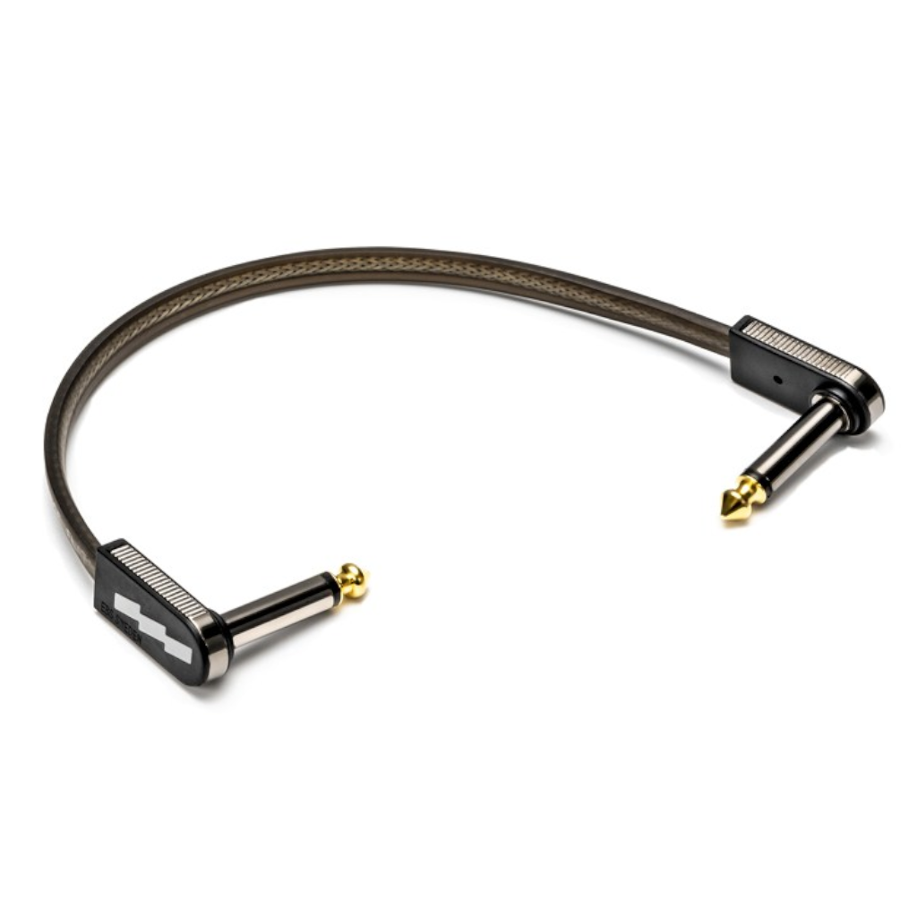 EBS PCF-HP-18 18cm (7.09") High Performance Black Gold Flat Patch Cable Angle-Angle-ThePedalGuy