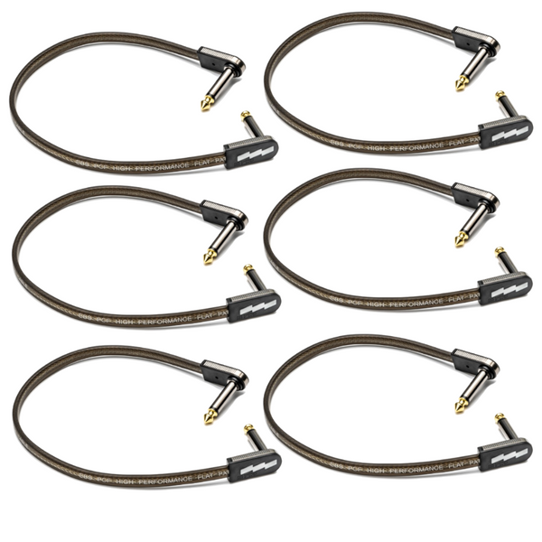 EBS PCF-HP-28 28cm (11.02") High Performance Black Gold Flat Patch Cable Angle-Angle-ThePedalGuy