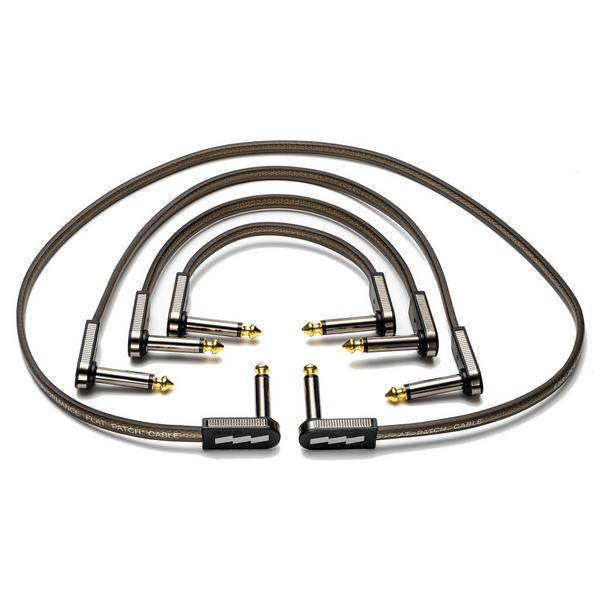 EBS PCF-HP-28 28cm (11.02") High Performance Black Gold Flat Patch Cable Angle-Angle-ThePedalGuy