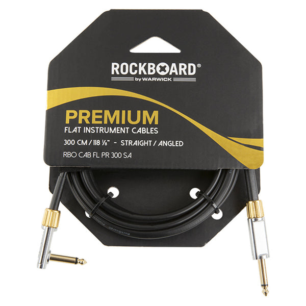 RockBoard PREMIUM Flat Instrument Cable, angled/straight, 300 cm / 118 7/64"-ThePedalGuy