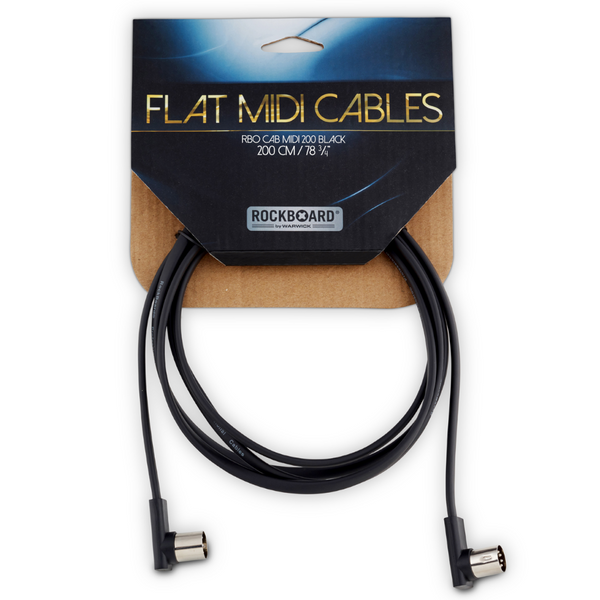 Rockboard Flat Patch MIDI Cable, 6.56' Black-ThePedalGuy