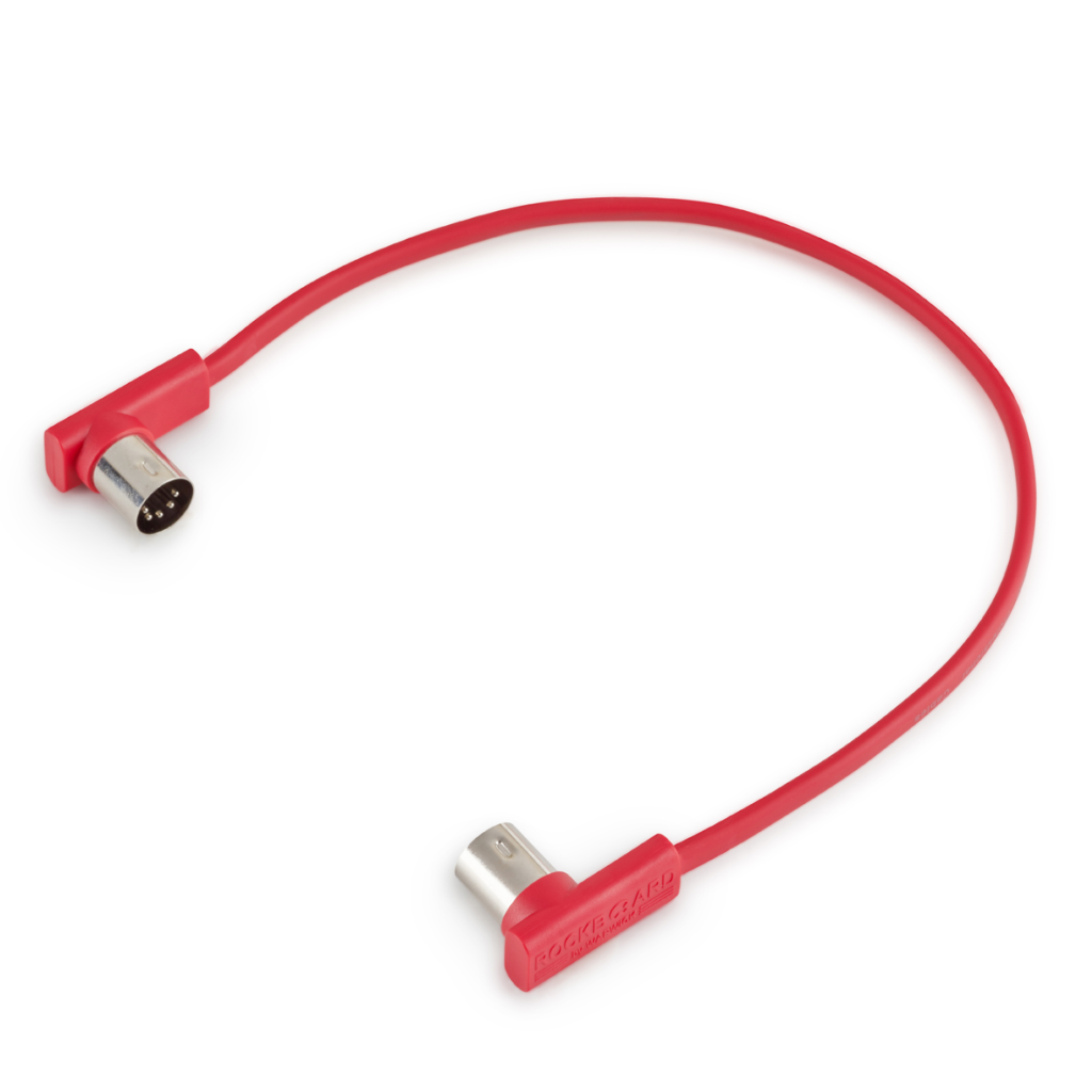 Rockboard Flat Patch MIDI Cable, 11.81" Red-ThePedalGuy