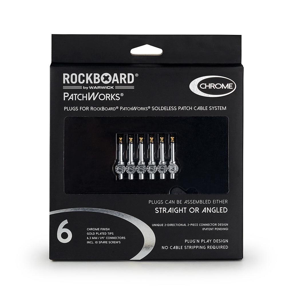 RockBoard PatchWorks Solderless Plugs, 6 pcs. - Chrome-ThePedalGuy