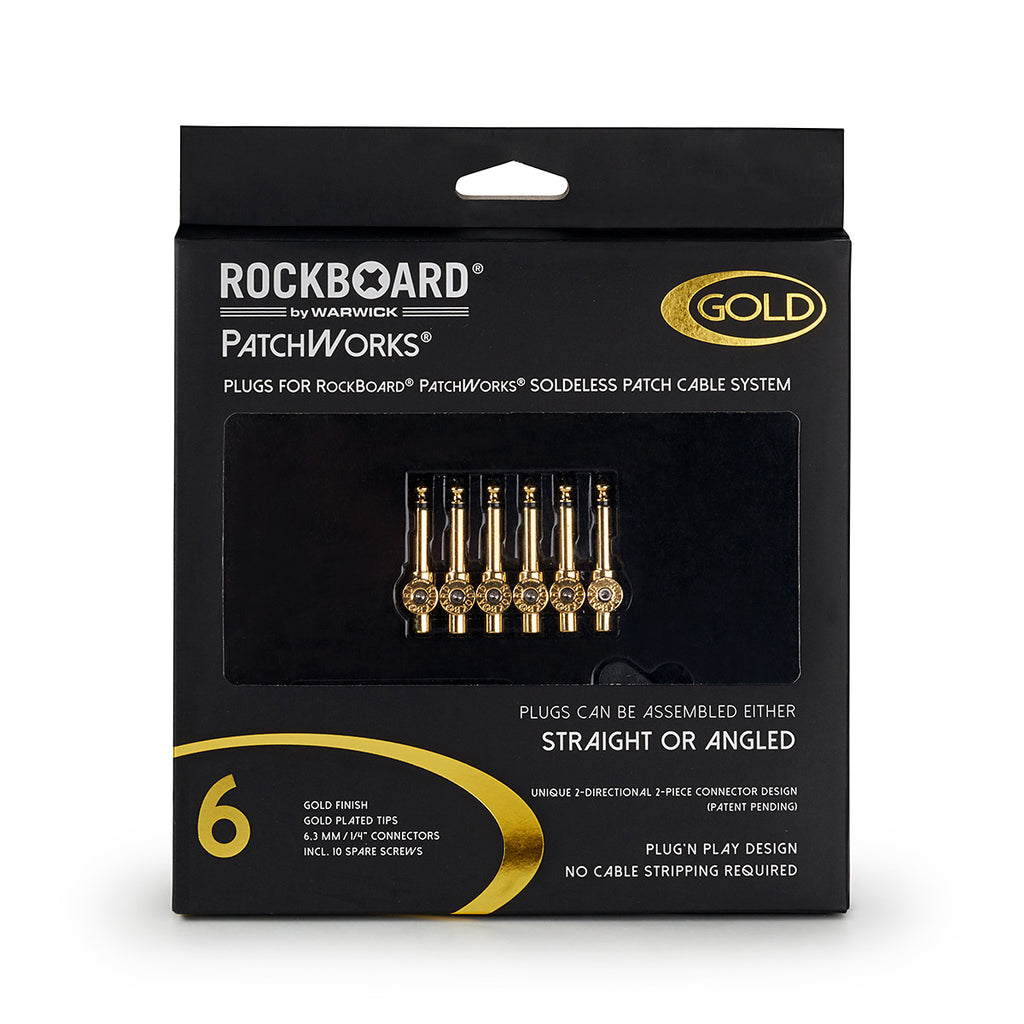 RockBoard PatchWorks Solderless Plugs, 6 pcs. - Gold-ThePedalGuy