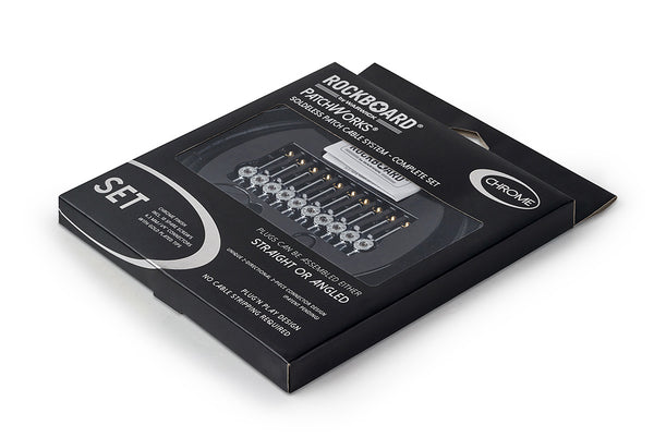 RockBoard PatchWorks Solderless Patch Cable Set - 9.8' Cable + 10 Plugs - Chrome-ThePedalGuy